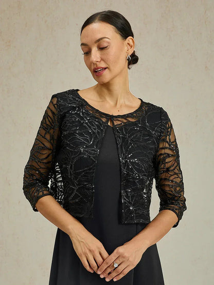 Sequin Embroidered Lace Jackt Dress