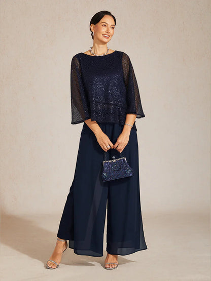 Straight Leg Chiffon Pants