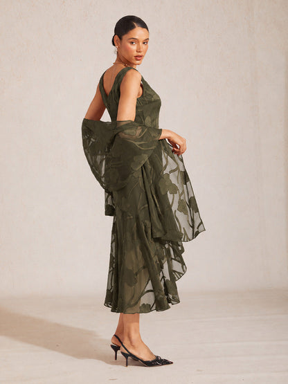 Sheer Floral Chiffon Shawl