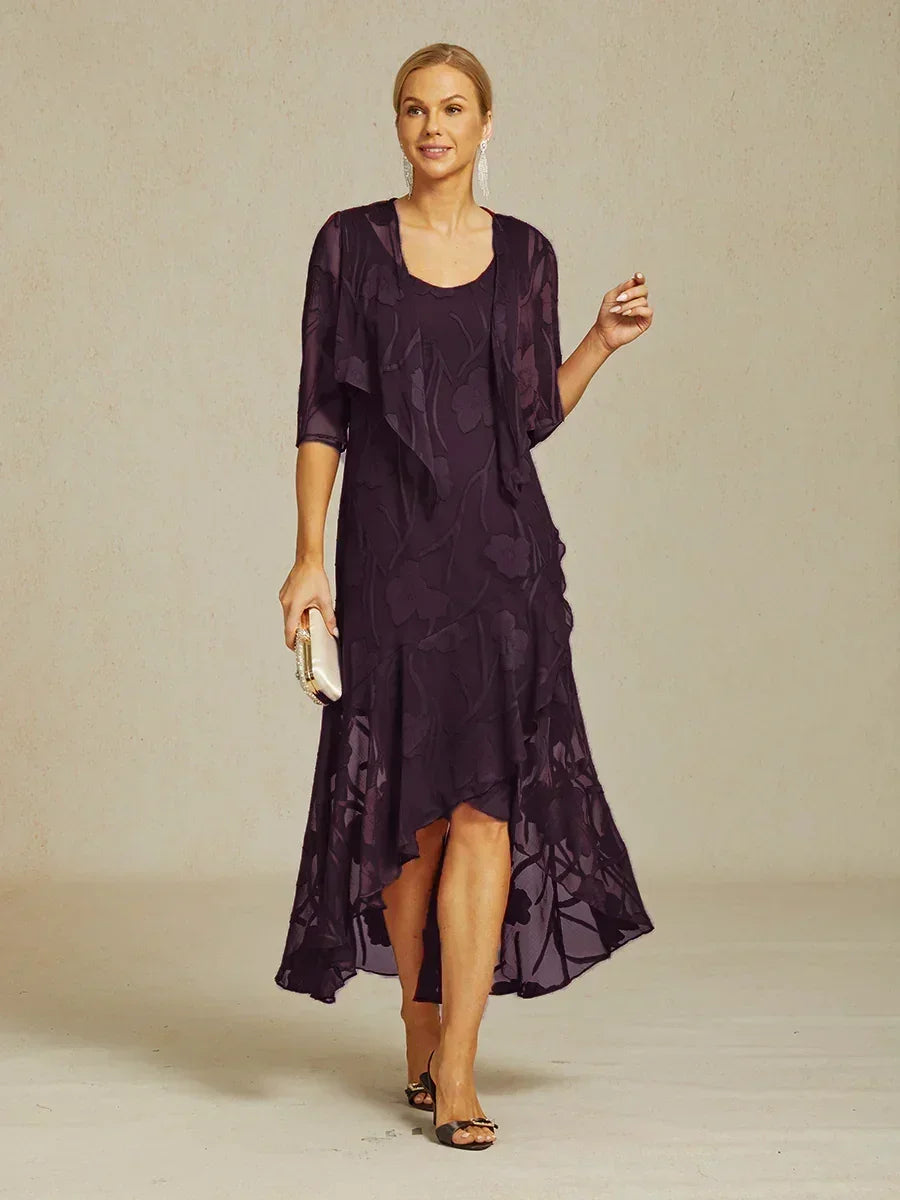 Floraler, transparenter Chiffon-Schulterjäckchen mit 3/4-Ärmeln