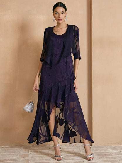 Floral Chiffon Sleeveless Gown