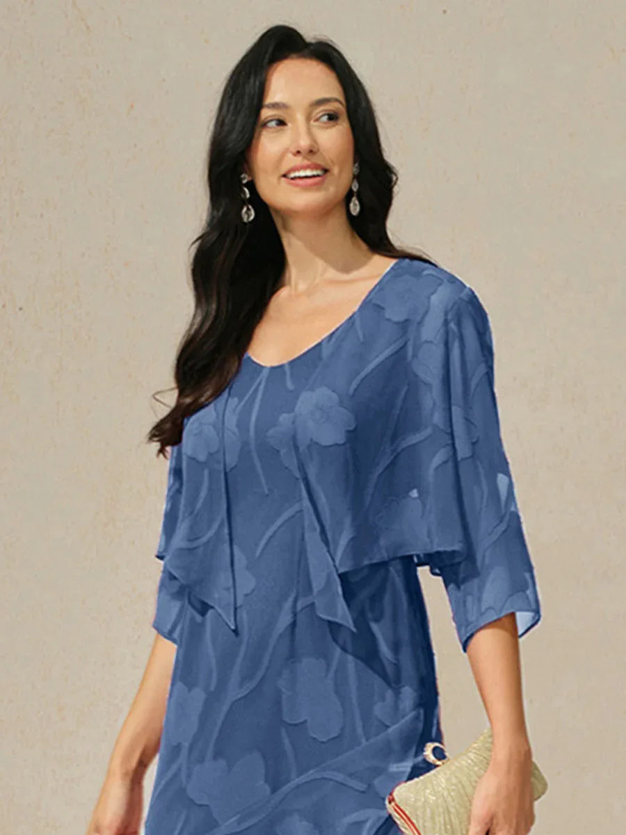 Floral Sheer Chiffon 3/4 Sleeve Shrug