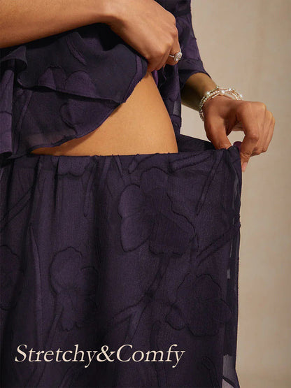 Floral Chiffon Midi Skirt