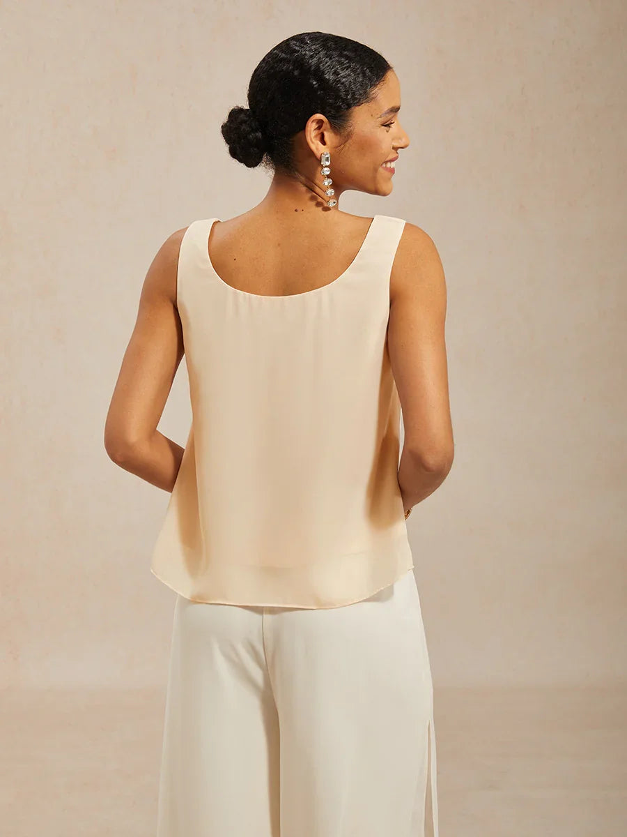 Sequin Mesh Round Neck 3/4 Sleeve Twinset