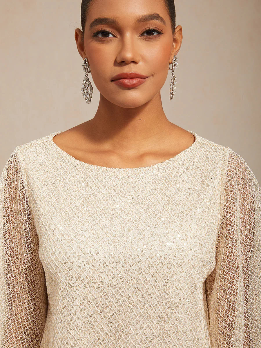 Bell Sleeves Mesh Sequin Layered Top