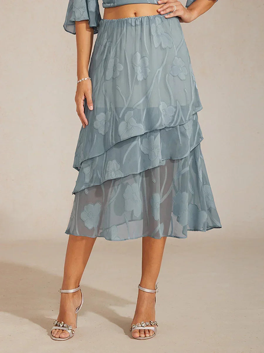 Floral Chiffon Midi Skirt