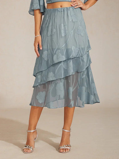 Floral Chiffon Midi Skirt