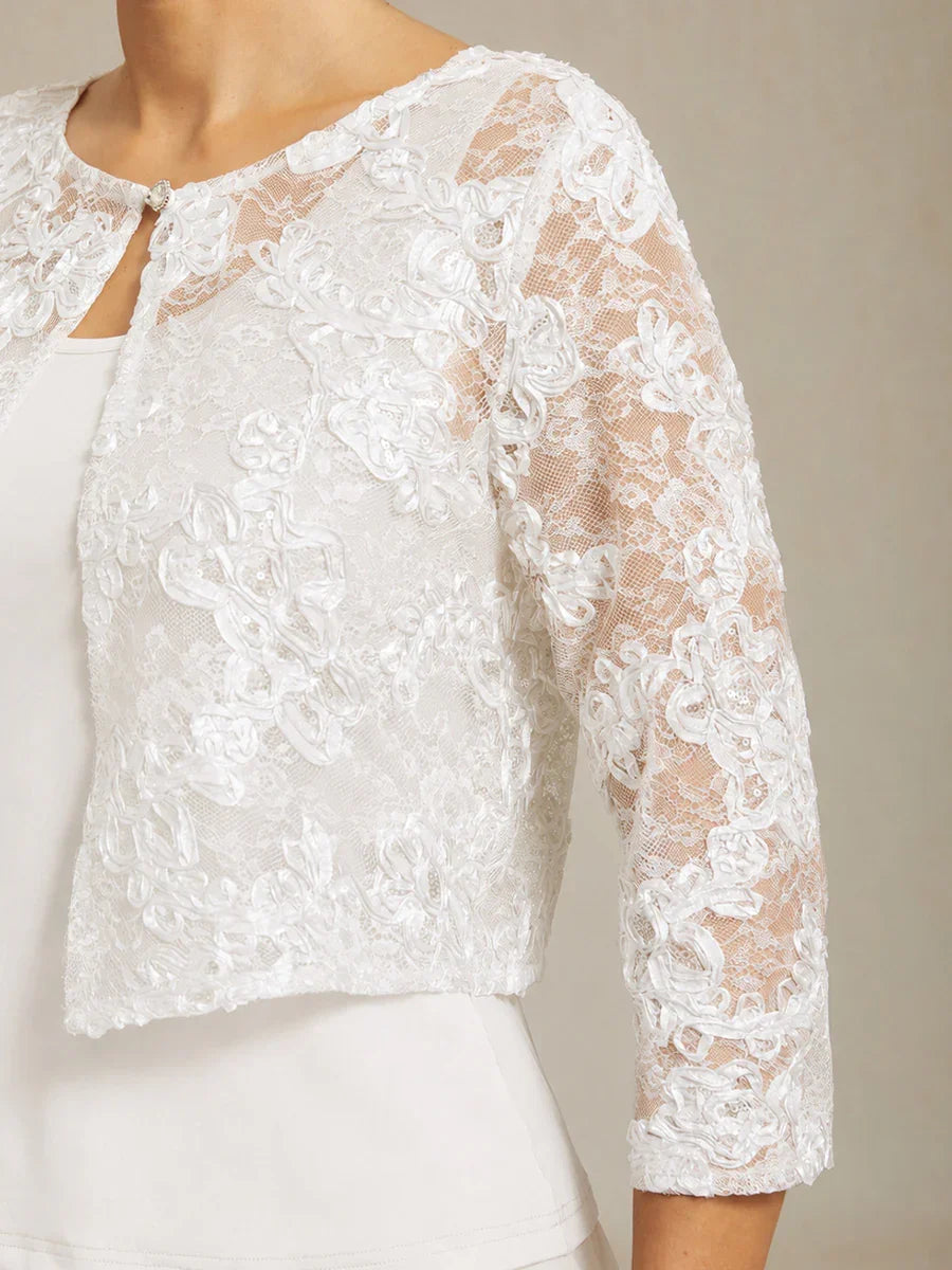 Rosette Lace Jacket with Sequin Embellishment