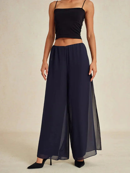 Straight Leg Chiffon Pants