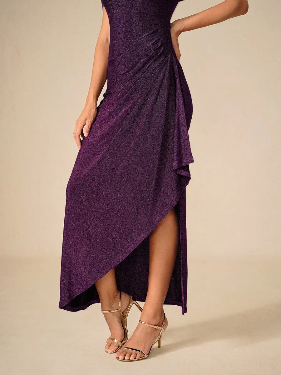Cold Shoulder Glitter Metallic Knit Dress