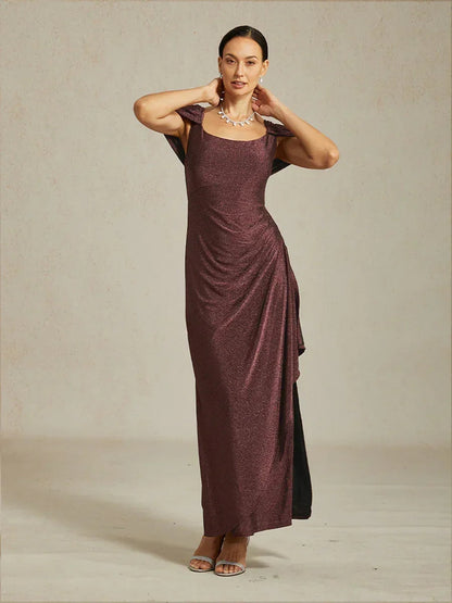 Cold Shoulder Glitter Metallic Knit Dress