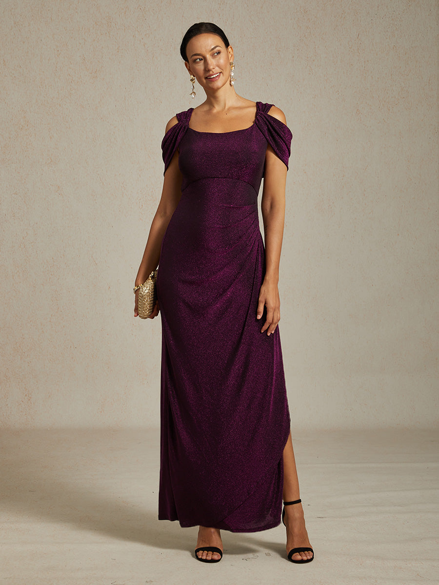 Cold Shoulder Glitter Metallic Knit Dress