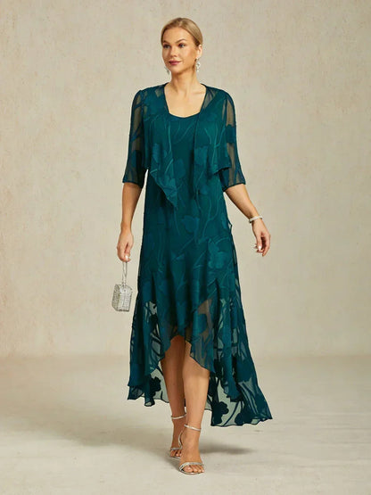 Floral Chiffon Sleeveless Gown