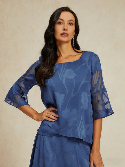 Dressy Chiffon Asymmetric Hem Blouse