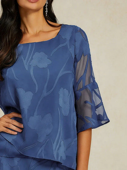 Dressy Chiffon Asymmetric Hem Blouse