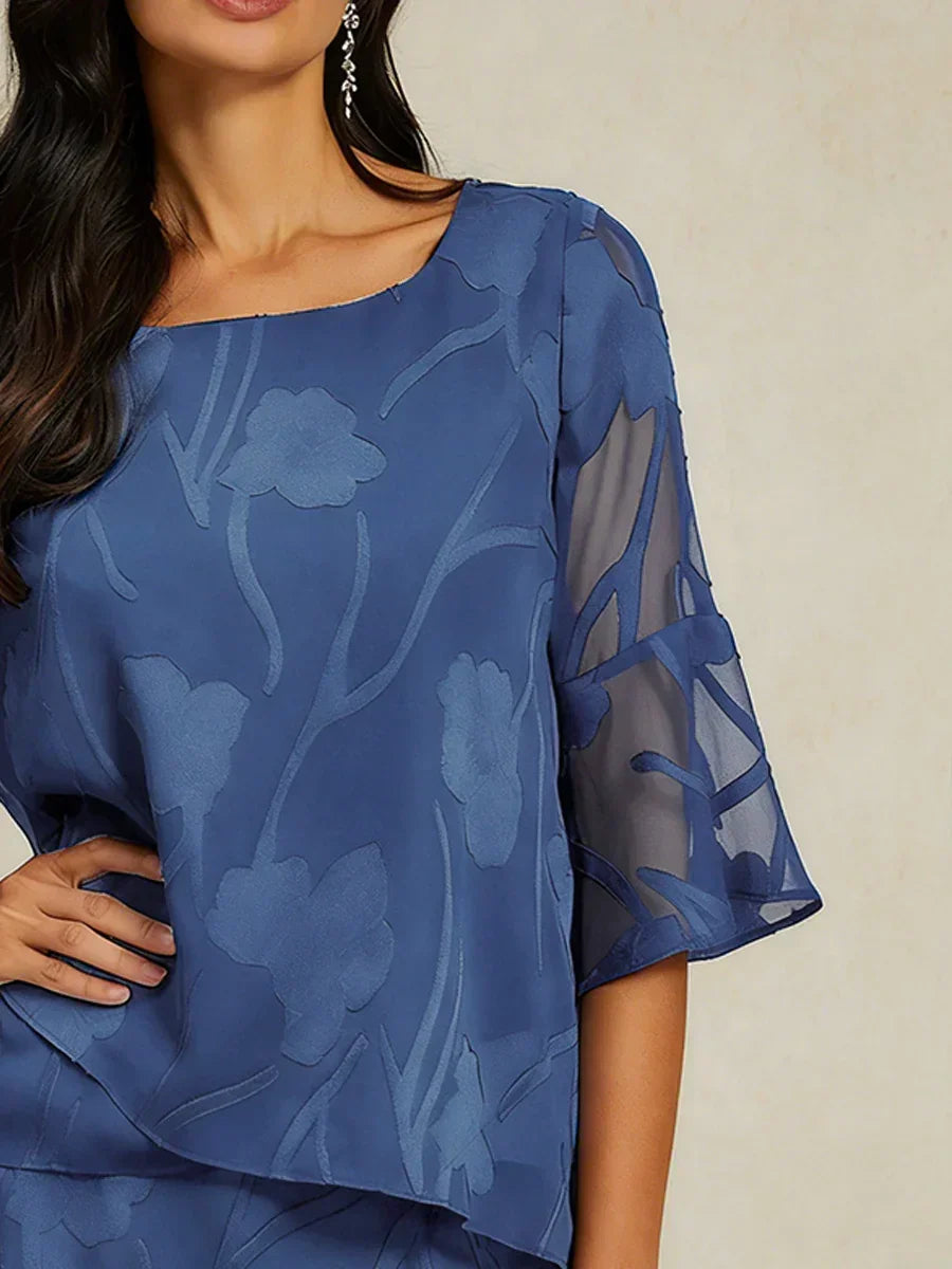 Dressy Chiffon Asymmetric Hem Blouse
