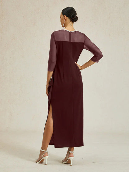 Elegant Beaded Illusion Neckline Formal Dress