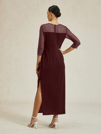 Elegant Beaded Illusion Neckline Formal Dress