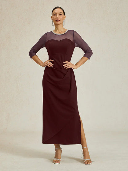 Elegant Beaded Illusion Neckline Formal Dress
