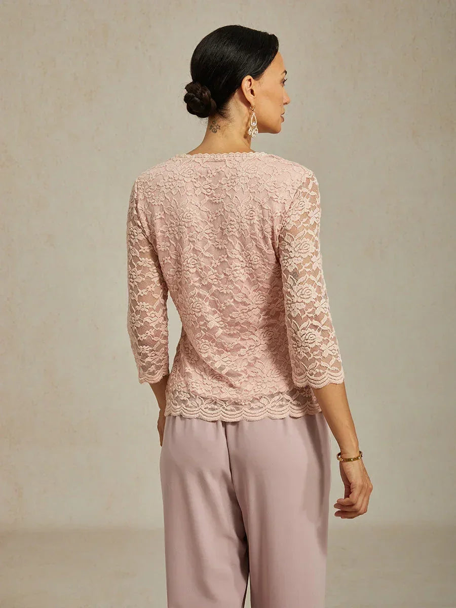 V-Neck Stretch Lace Top