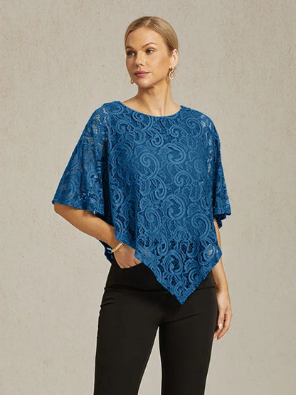 Elegantes Spitzentop mit Fledermausärmeln