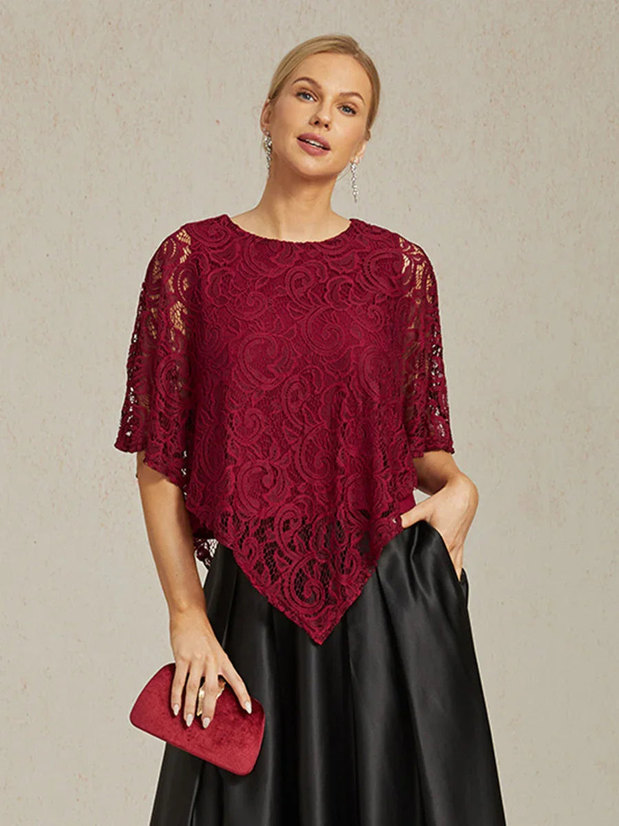 Elegantes Spitzentop mit Fledermausärmeln