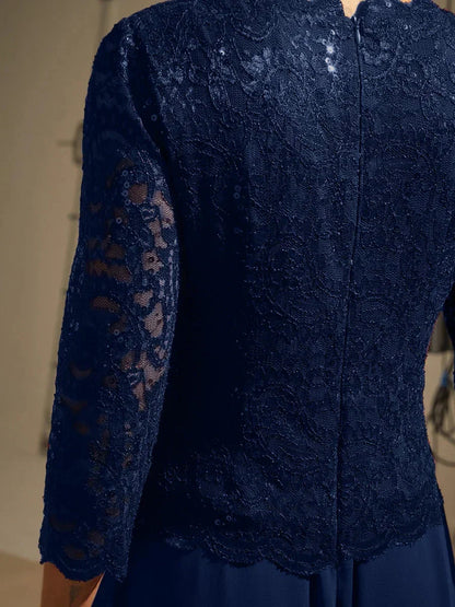 Elegant Lace and Chiffon Floor-Length Dress