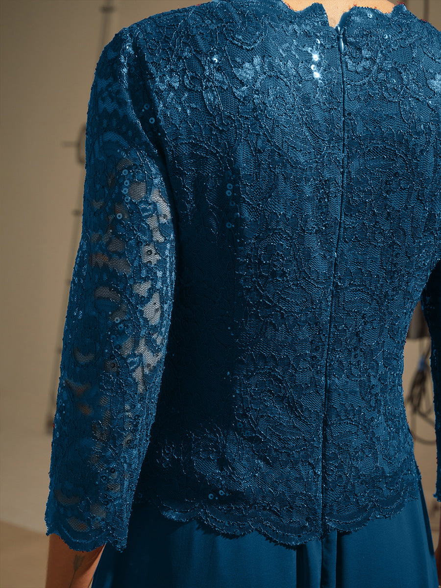 Elegant Lace and Chiffon Floor-Length Dress