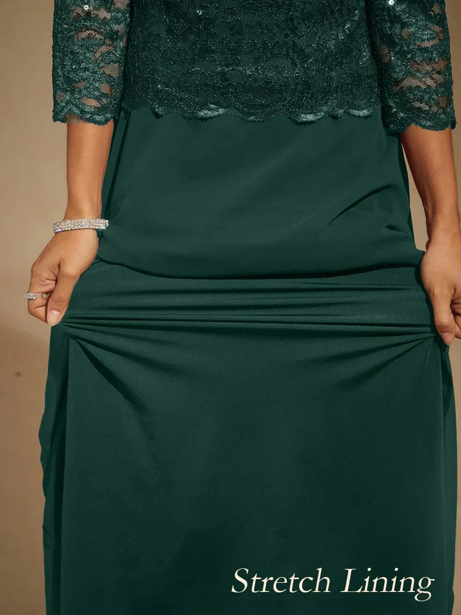 Elegantes bodenlanges Kleid aus Spitze und Chiffon