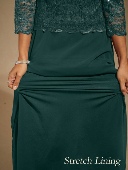 Elegant Lace and Chiffon Floor-Length Dress