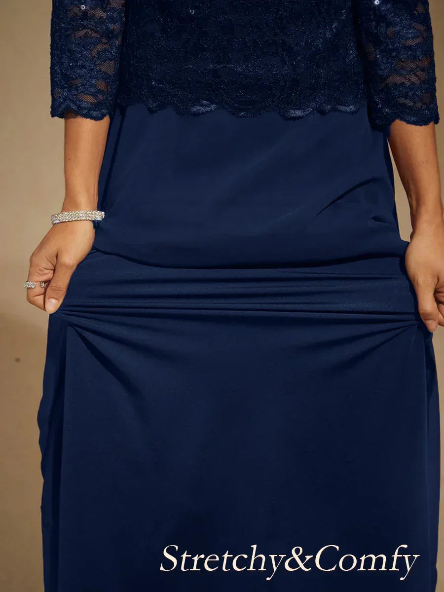 Elegant Lace and Chiffon Floor-Length Dress