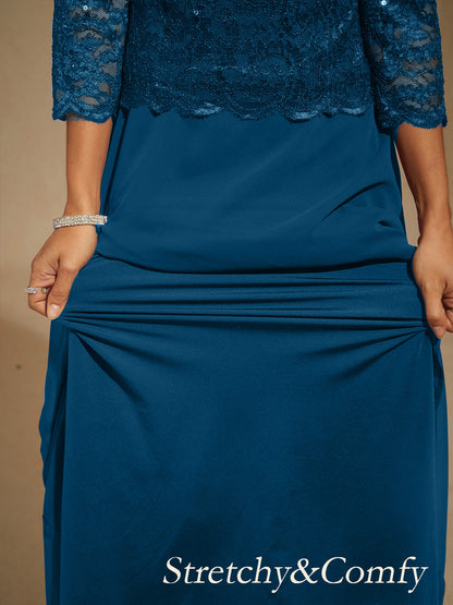 Elegant Lace and Chiffon Floor-Length Dress