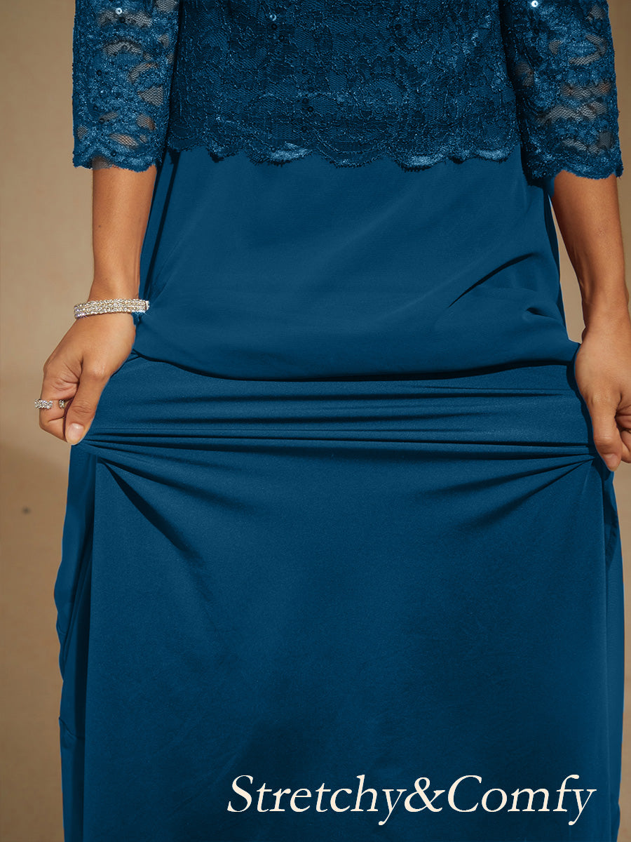 Elegant Lace and Chiffon Floor-Length Dress