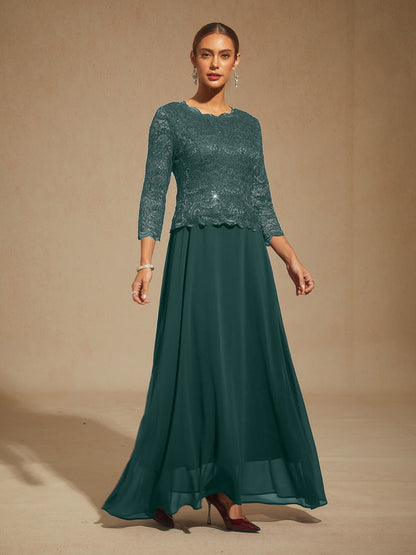 Elegant Lace and Chiffon Floor-Length Dress