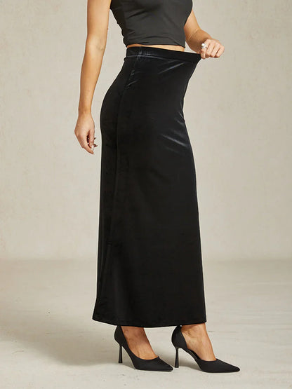 Elegant Long Velvet A-Line Skirt