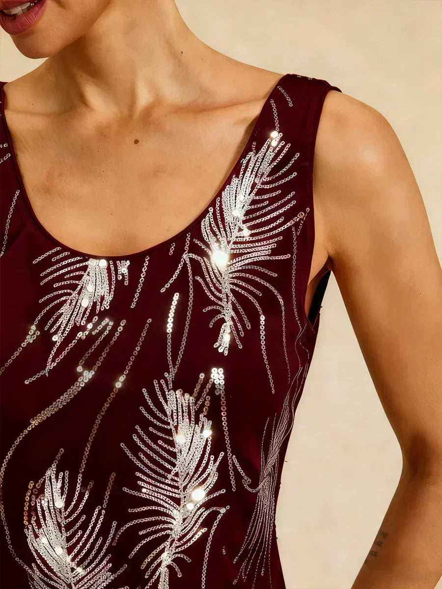 Elegant Mandarin Collar Sequin Twinset