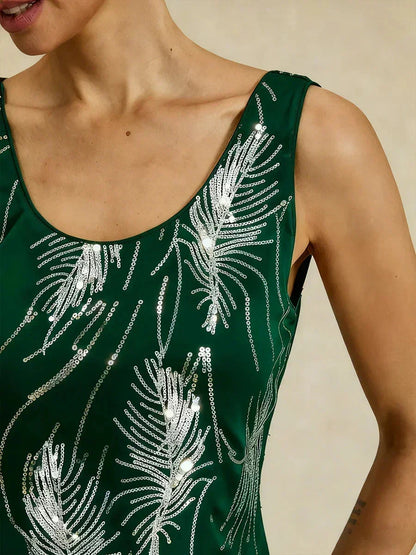 Elegant Mandarin Collar Sequin Twinset