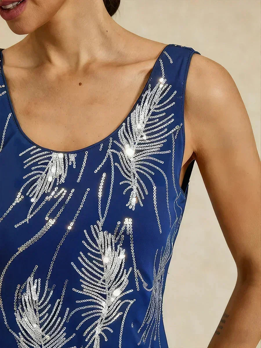 Elegant Mandarin Collar Sequin Twinset