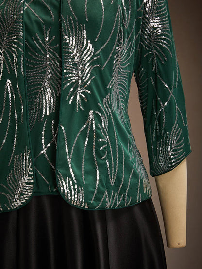 Elegant Mandarin Collar Sequin Twinset