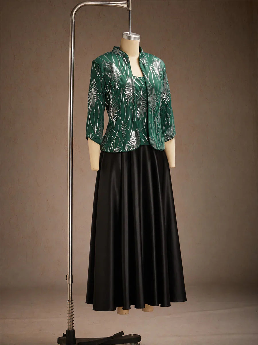 Elegant Mandarin Collar Sequin Twinset