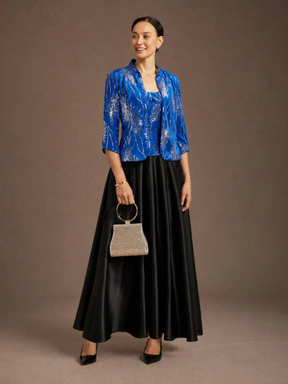 Elegant Mandarin Collar Sequin Twinset