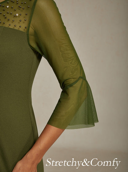 Elegant Sheath Cocktail Dress with Embellished Illusion Mesh Neckline