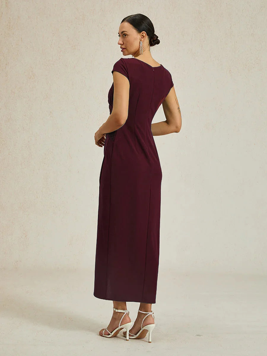 Elegant Wrap Dress with Rhinestone