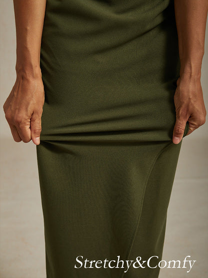 Elegant Wrap Dress with Rhinestone