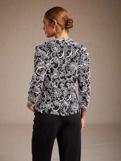 Floral Embroidered V-Neck Blouse