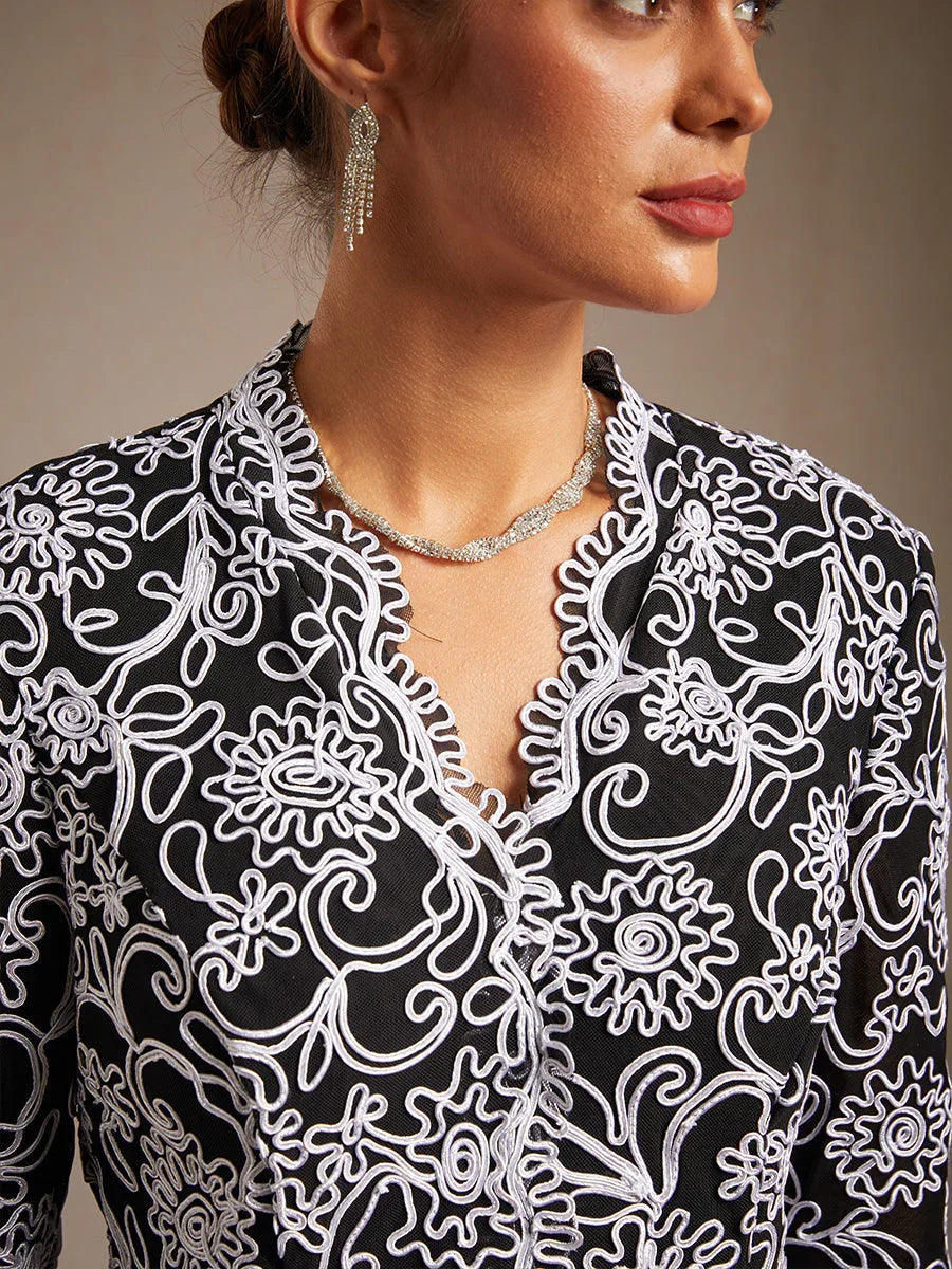 Floral Embroidered V-Neck Blouse