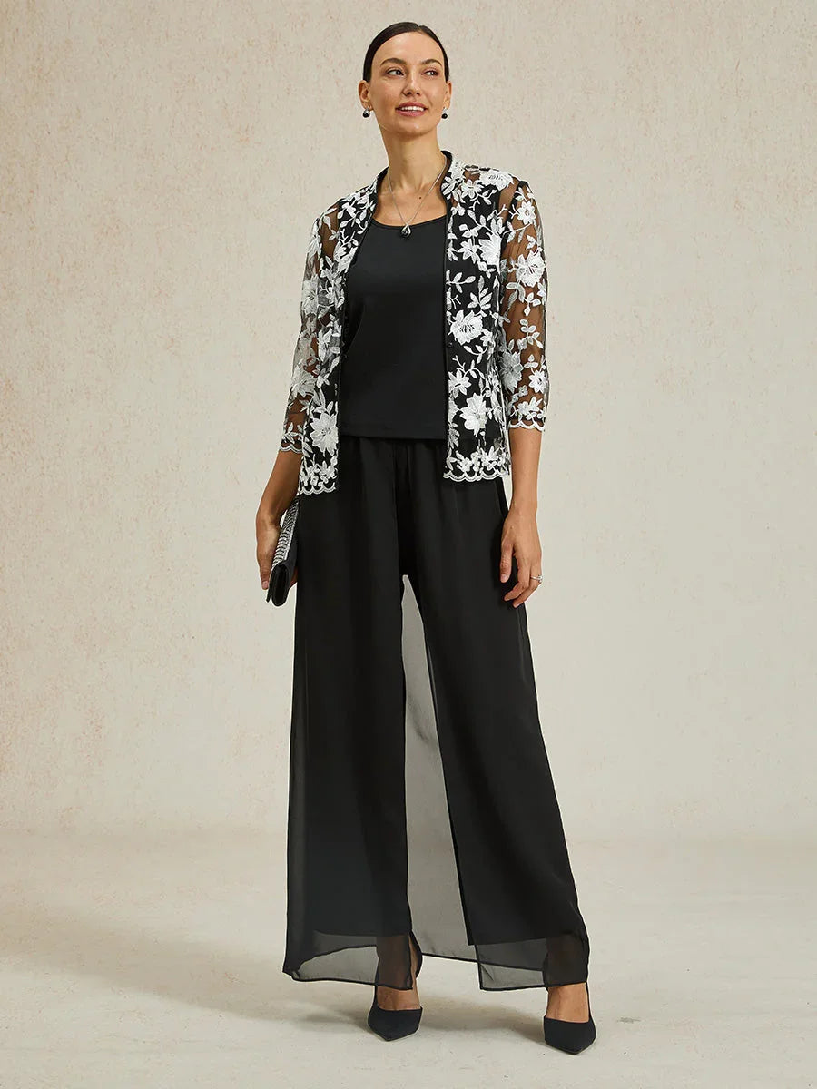 Embroidered Lace Jacket and Knit Tank Twinset