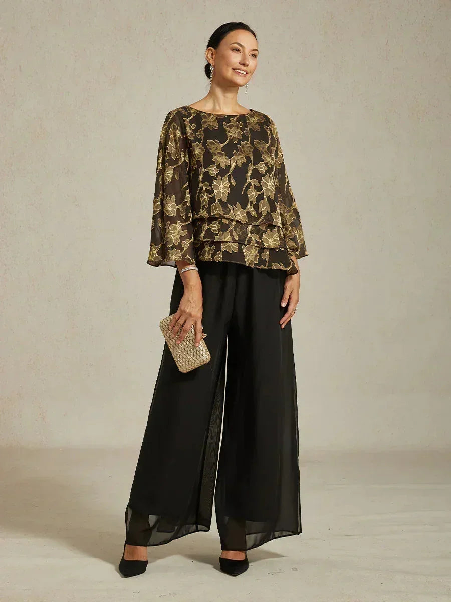 Straight Leg Chiffon Pants
