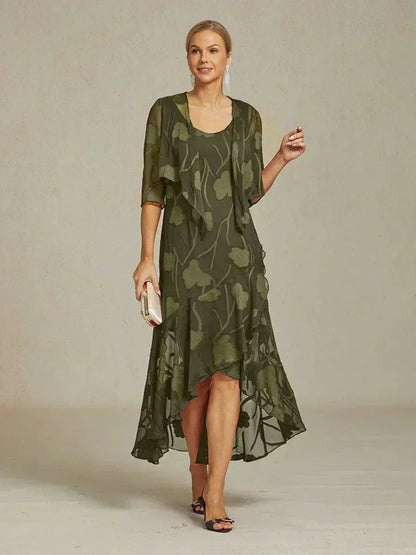Floral Chiffon Sleeveless Gown
