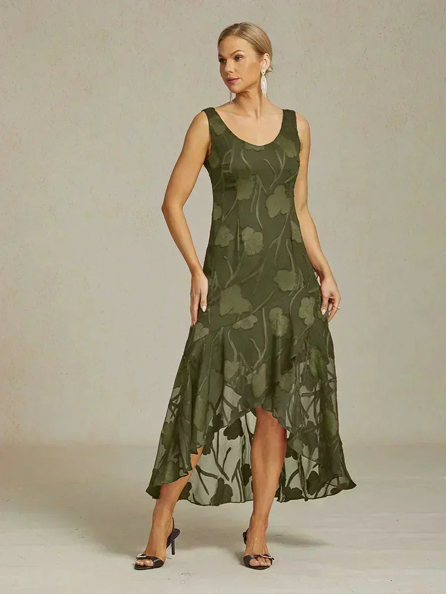 Floral Chiffon Sleeveless Gown
